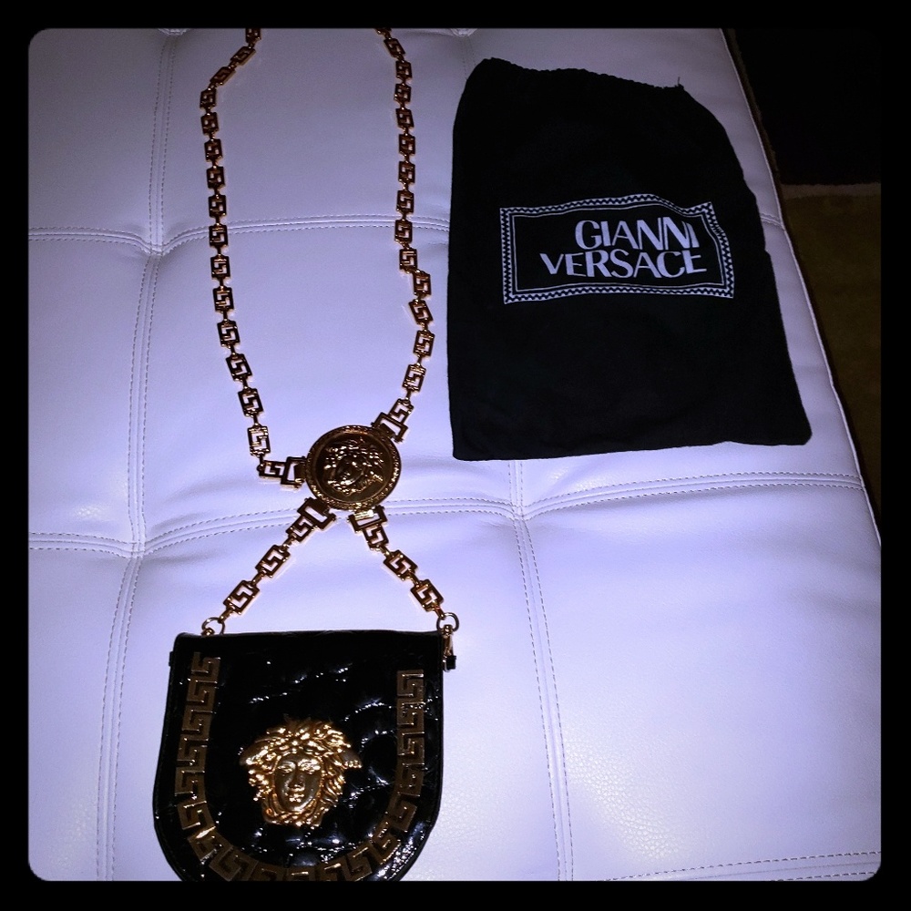 Gianni Versace Patent Leather Chain Crossbody